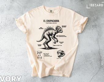 Comfort Colors T-Shirt: El Chupacabra, Cryptid Predator, Puerto Rico Origin, Livestock Hunter