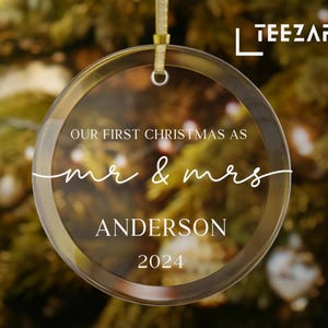 Gepersonaliseerde eerste kerstversiering - glasornament meneer en mevrouw - gepersonaliseerd cadeau pas 2025