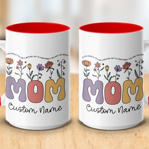 Personalized Mother's Day Gift, Colorful Mothers Day Custom Name Mug with a Quote, Floral Mom Coffee Cup, Unique Typography Design For Her zdjęcie 8