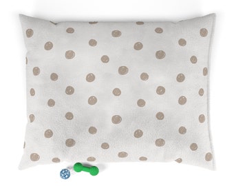Neutral Polka Dotted Pet Bed | Trendy Washable Dog Bed with Insert | Cat Pet Furniture | Stylish Pet Lounger | Unique Gift for Pet Owners
