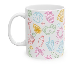 Taza de cerámica de verano, diseño playero, 325 ml