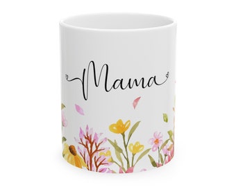 Taza Floral Mama - Regalo para el Día de la Madre, Taza de Café de Cerámica