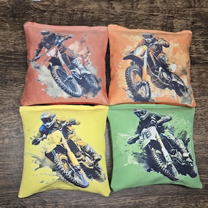 Motocross Cornhole Bags: Regulation Bean Bag Set of 8
