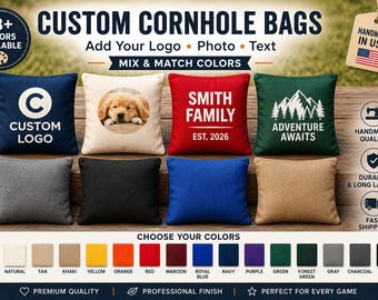 Custom Printed Cornhole Bags: Add Your Logo, Photo, Text (Set of 8)