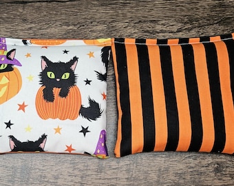 Cornhole Bags Sets of 8 Regulation Professional ,Cornhole Bean Bags , Halloween, Cat and Stripes