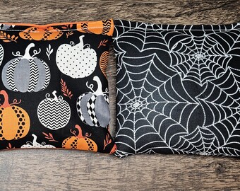 Halloween Cornhole Bags: Pumpkin & Spiderweb, Regulation Set of 8