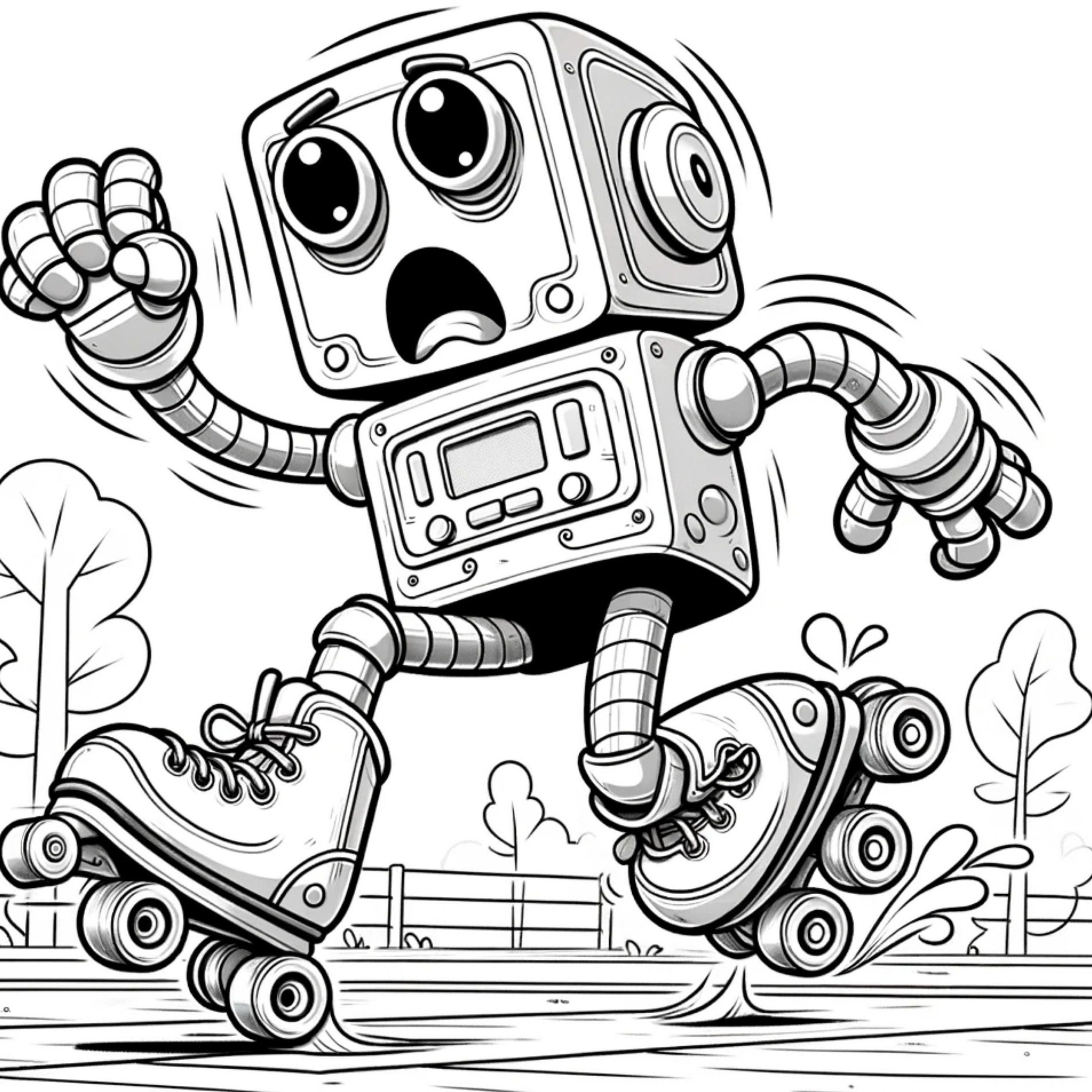 Funny Robot Coloring Pages for Kids & Adults Whimsical Sci-fi Robots ...