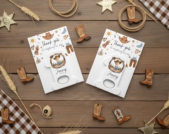 Rodeo Cowboy 1st Birthday Magnet Favor: Custom Photo Bottle Opener