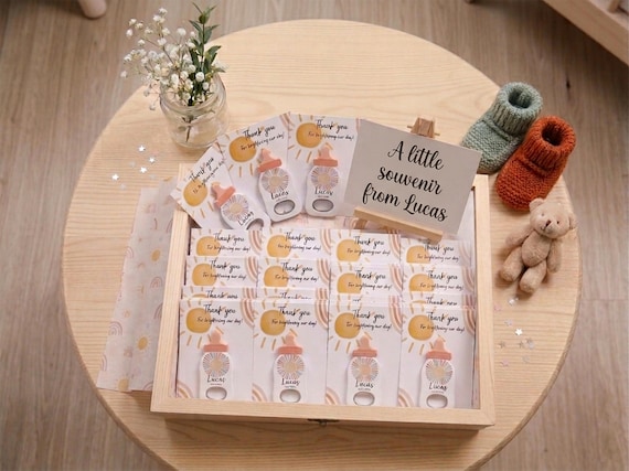 Boho Baby Shower Favor: Personalized Sun Bottle Opener Magnet