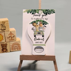 Safari Animal  Magnet Favor Personalized Woodland Baby Shower Magnet Opener Safari Party Favors for Kids Custom Safari Birthday Keepsake