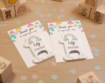 Personalized 1st Birthday Magnet Bottle Opener: Rainbow Party Favor