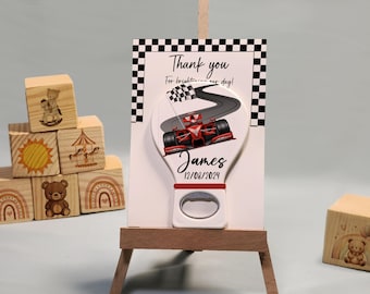 Race Car Birthday Favor Magnet Personalized Formula Bottle Opener Boy’s Racing Party Gift for Guests with Custom Name,Custom Fridge magnet