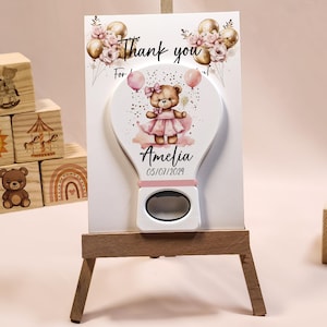 Bomboniera per baby shower per bambina: apribottiglie magnetico con palloncino rosa, regalo orsacchiotto personalizzato per il 1° compleanno o festa di nascita, compleanno di 2 anni