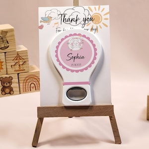 Lembrancinhas magnéticas para chá de bebê, abridor de garrafas em formato de balão, lua, elefante, 60 peças, presente personalizado com cartão de agradecimento fofo