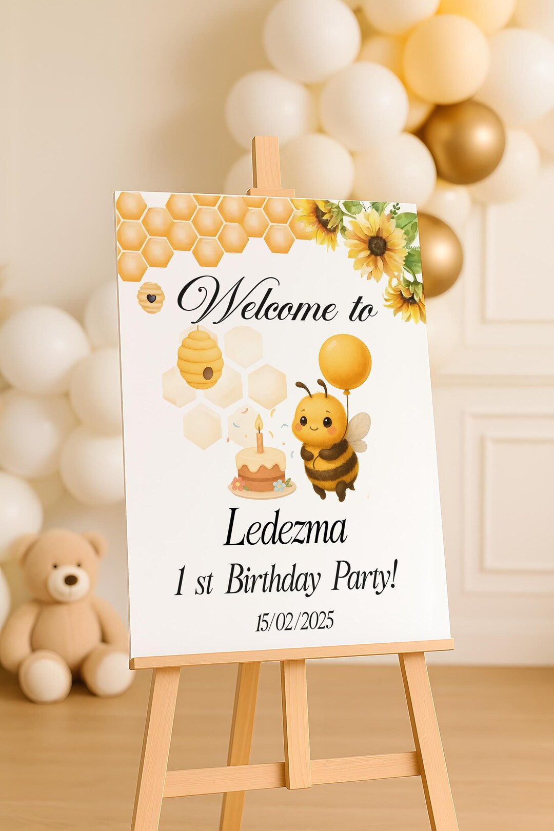 Bumble Bee 1st Birthday Welcome Sign: Sunflower Party Decor - Etsy