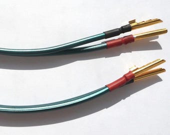 Bi-Wire Speaker Jumper Cable Pair – 14AWG UP-OFC Copper, Gold Plated Banana Plugs, HiFi Speaker Upgrade for Bi-Amp Speakers