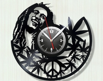 Reloj de pared con disco de vinilo de Bob Marley - Decoración de música reggae