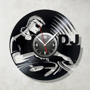 DJ Vinyl Record Wall Clock, Music Lover Gift, Club DJ Decor, Turntable Art, Handmade Vinyl Clock, Nightclub Wall Art