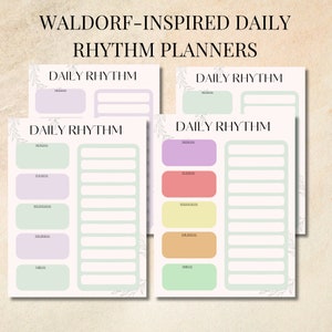 Waldorf Inspired Daily and Weekly Rhythm planner for homeschool, Montessori minimalist routine schedule printable PDF file