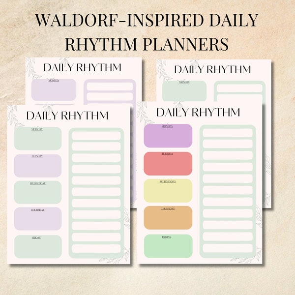 Waldorf Inspired Daily and Weekly Rhythm planner for homeschool, Montessori minimalist routine schedule printable PDF file