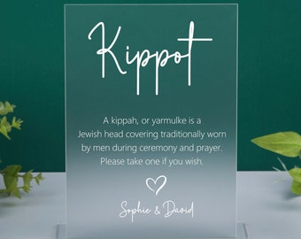 Minimalist Kippot Sign, Jewish Wedding Yarmulke Basket, Bar Mitzvah Sign, Minimalist Kippah Sign, Acrylic Signage