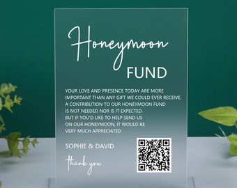 Honeymoon Fund Sign, Wedding QR Code Sign, Modern Wedding Sign, Bohemian Wedding Honeymoon Sign, VENMO QR Code Modern Wedding Sign