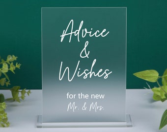Advice and Wishes for the New Mr & Mrs, Advice for the Bride and Groom Acrylic Sign, Modern Bridal Shower Advice Sign, Minimalist Wedding
