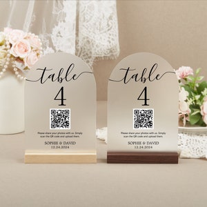 Table Numbers with QR Code, Wedding Table Numbers, Frosted Acrylic Table Numbers, Custom Wedding Reception Decor, Party Table Decor