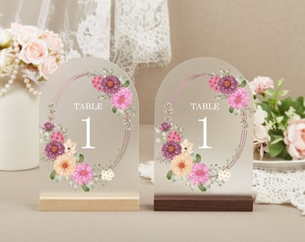 Romantic Oval Wreath Wedding Table Numbers, Table Numbers Wedding, Reception Table Numbers, Frosted Acrylic Table Number, Party Decor