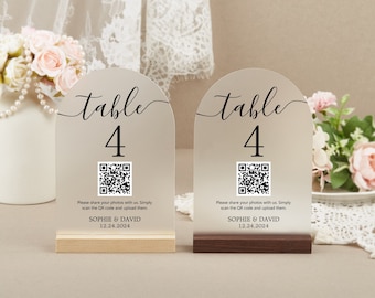 Table Numbers with QR Code, Wedding Table Numbers, Frosted Acrylic Table Numbers, Custom Wedding Reception Decor, Party Table Decor
