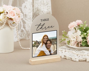 Wedding Table Numbers with Photos, Photo Table Numbers, Picture Table Number Signs, Wedding Signage, Modern Minimalist Wedding Numbers
