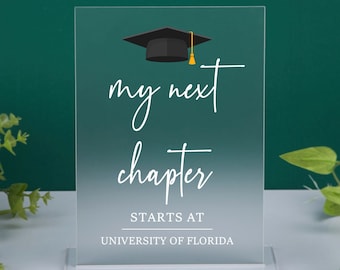 My Next Chapter Starts At, Personalized Graduation Party Decoration, Graduation Ceremony, Grad Party Tabletop Acrylic Sign, Senior 2024