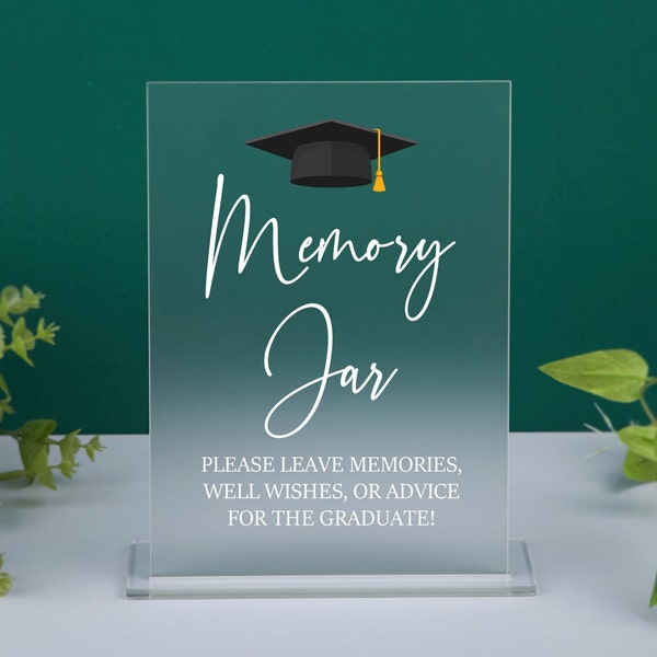 Graduation Memory Jar Acrylic Sign, Graduation Party Sign, Class of 2024, Graduation Decor 2024, Custom Clear or Frosted Acrylic Sign
