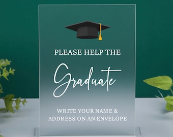 Address Your Envelope Sign, Graduation Party Decor, Help the Busy Graduate, Write Your Name & Address On an Envelope Sign, Acrylic