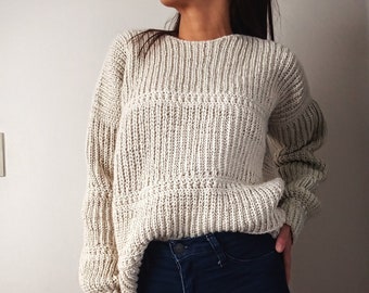 Crochet sweater cardigan pattern PDF - women's sweater crochet pattern - pullover pattern - crochet pattern - 5 sizes S-XXL - Spanish and English