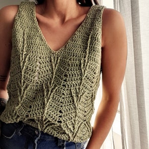 Crochet sleeveless top pattern PDF - women's top blouse crochet pattern - top pattern - crochet pattern - 4 sizes S-XL - English and Spanish