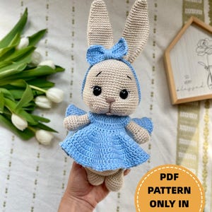 Solo CONJUNTOS: Conejo de orejas largas. Patrón de crochet para principiantes. Patrón en PDF en INGLÉS.