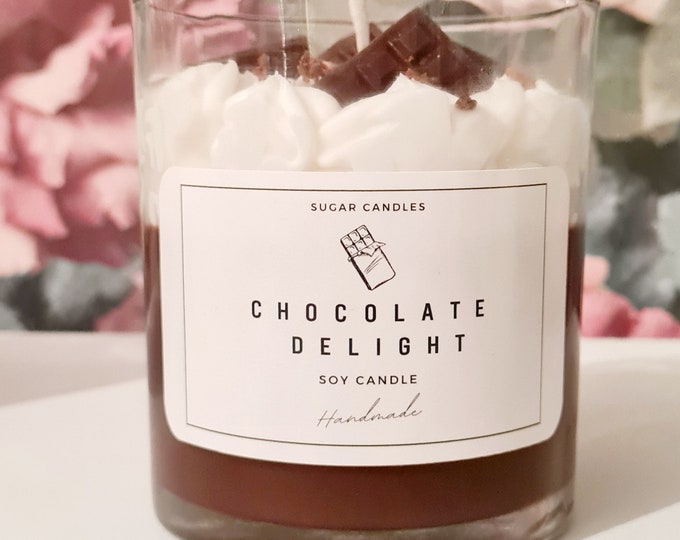 Chocolate candle with mini chocolate bars | Chocolate scented candle in a jar