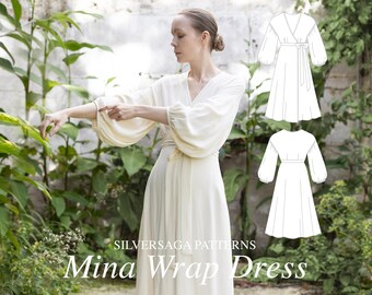 Mina wrap dress PDF sewing pattern