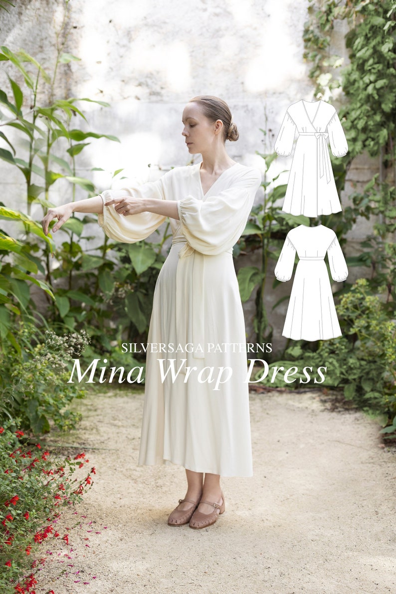 Mina wrap dress PDF sewing pattern image 1