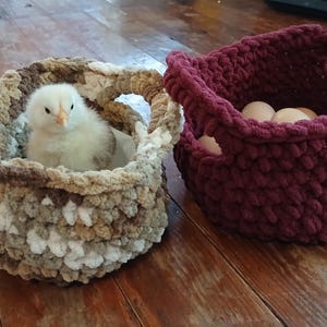 Crochet Two-Handled Basket