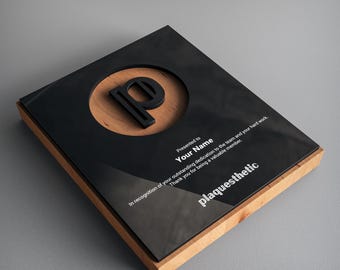 Customizable Award Plaque Made From Acrylic Glass And Spruce Wood