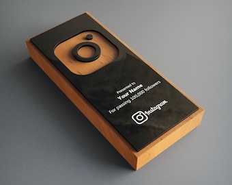 Instagram Award Plaque Made From Acrylic Glass And Spruce Wood