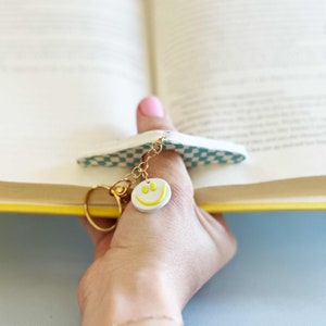 Clay Book Page Holder Keychain and Smilie Charm