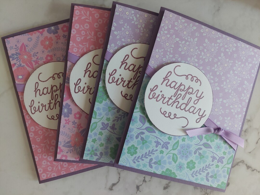 Birthday Card Set, Set of Four, Made With Stampin Up Products, Floral ...