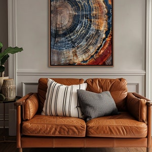 Baumring gerahmte Wandkunst, abstrakte bunte Baumring-Wanddekor, minimalistische Hauptleinwandkunst, moderne Bauernhaus-Leinwand Bild 2