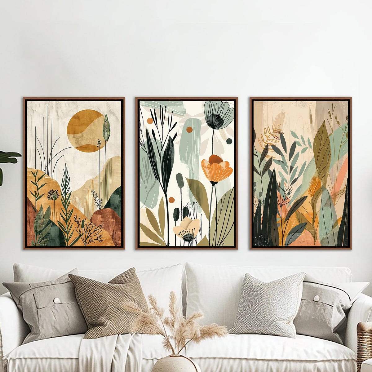 Abstract Botanical Set of 3 Wall Decor