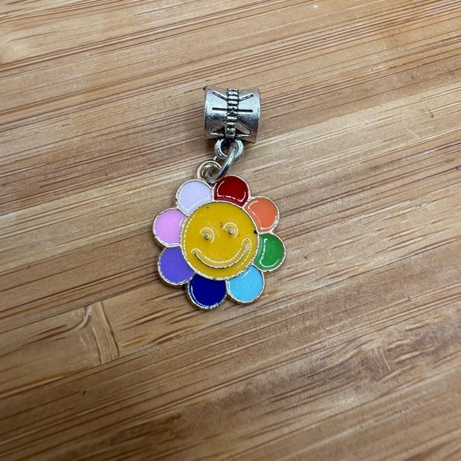 Colorful Enamel Smiley Flower Charm - Etsy