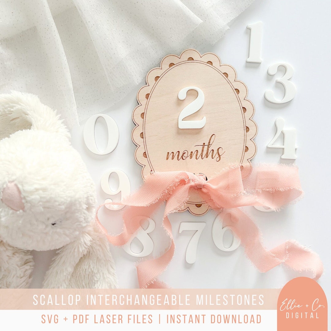 Scallop Interchangeable Baby Milestone Cards, Photo Prop - Laser Cut ...