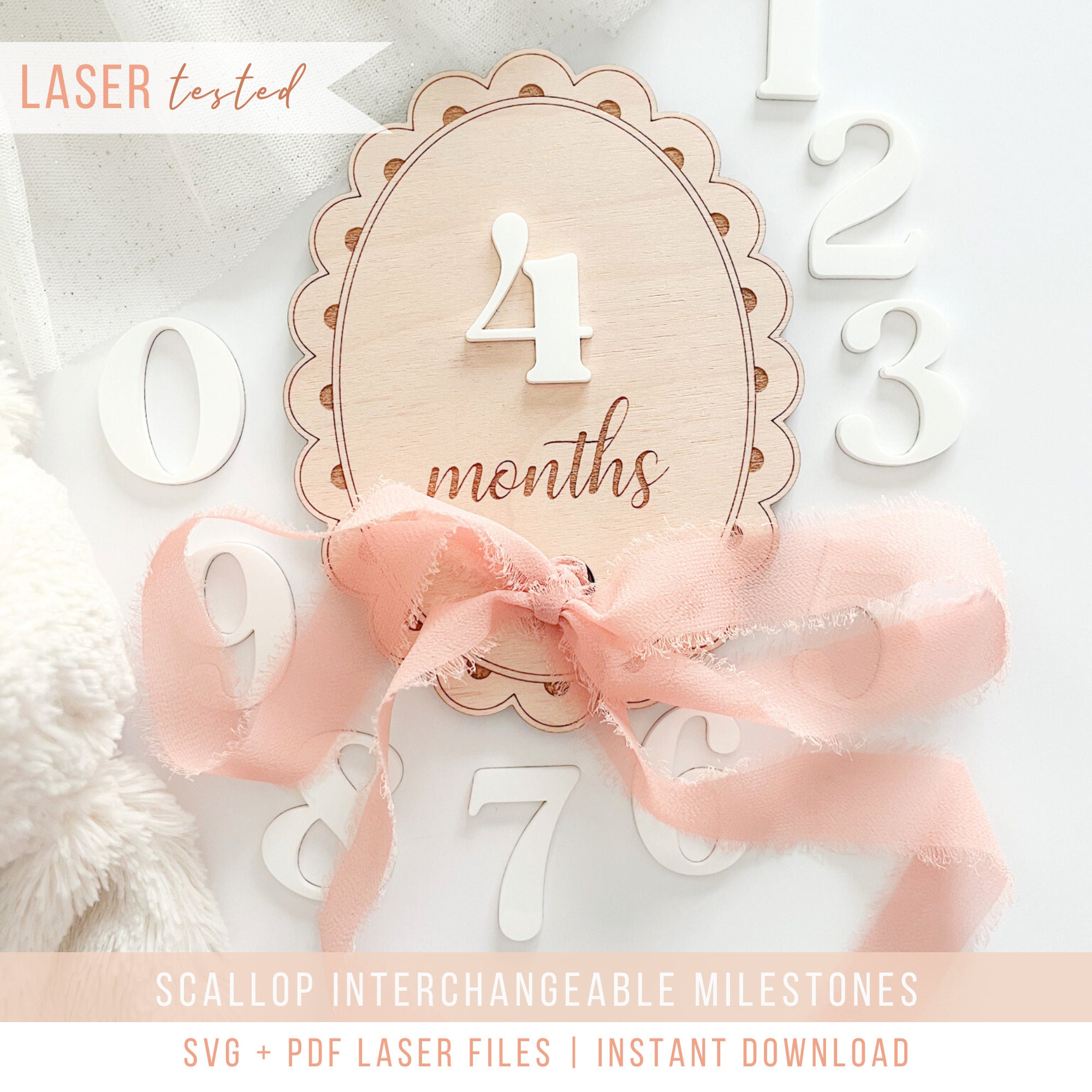 Scallop Interchangeable Baby Milestone Cards, Photo Prop - Laser Cut ...